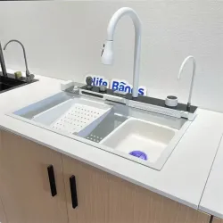 سینک ظرفشویی پیانویی سفید آبشاری 5 کلید گرید A دیجیتال HUADIAO سینک ظرفشویی پیانویی سفید آبشاری 5 کلید گرید A دیجیتال HUADIAO