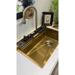 سینک ظرفشویی طلایی پیانویی آبشاری 5 کلید گرید A دیجیتال HUADIAO سینک ظرفشویی طلایی پیانویی آبشاری 5 کلید گرید A دیجیتال HUADIAO