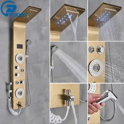 پنل دوش 5 حالته ماساژور دار طلایی مات پنل دوش 5 حالته ماساژور دار طلایی مات